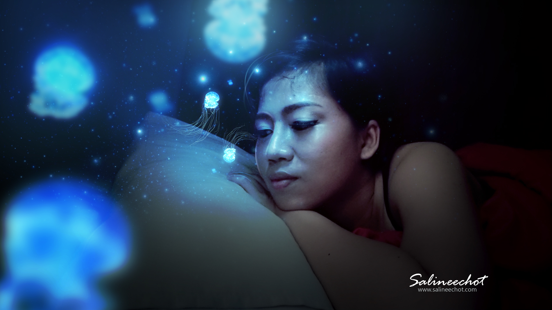EP284 สอนทำภาพ jellyfish fluorescent ด้วย Photoshop 2019