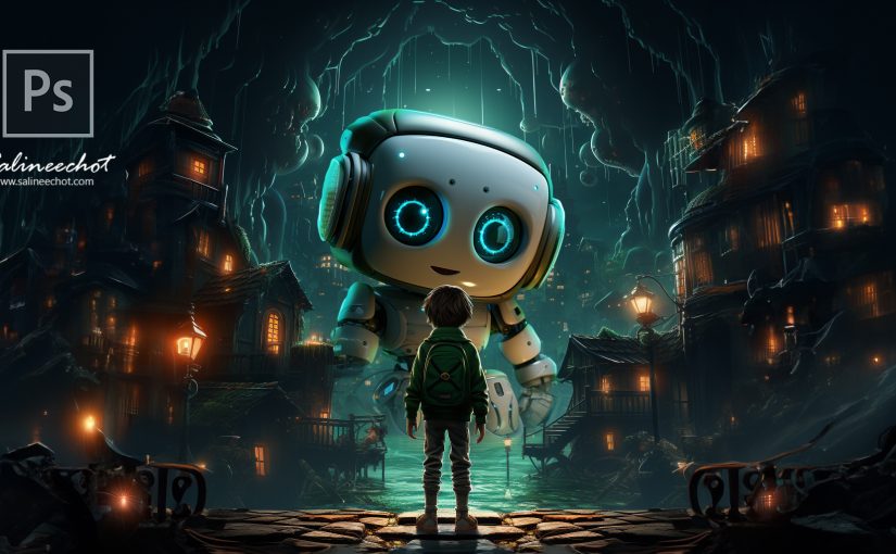 เด็กน้อยผู้ควบคุมหุ่นยนต์ แก้ไขและประกอบภาพโดยใช้ photoshop BETA.EP462